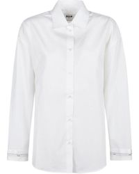 MSGM - Wit Overhemd Met Lange Mouwen En Logodetails - Lyst