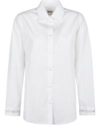 MSGM - Wit Overhemd Met Lange Mouwen En Logodetails - Lyst