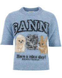Ganni - Round-Neck Knitwear - Lyst