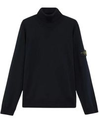 Stone Island - Turtleneck Trui Met Geribbelde Details - Lyst
