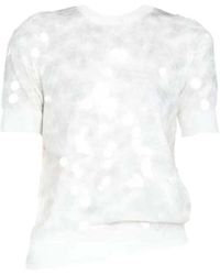 N°21 - T-shirt in cotone con paillettes - bianco - Lyst