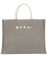 Marni - Raffia tote handtasche mit stoffriemen - Lyst