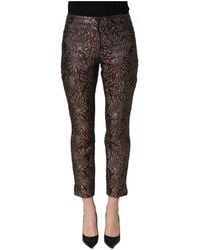 Dolce & Gabbana - Burgundy Grey Floral Jacquard Straight Pants - Lyst