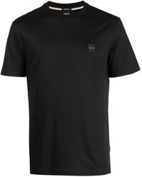 BOSS - T-shirt in cotone con logo-patch - Lyst