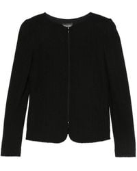 Emporio Armani - Schwarze Strukturierte Webjacke Mit Reißverschluss - Lyst
