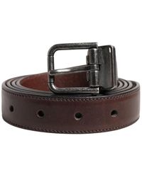 Dolce & Gabbana - Bruin Klassiek Leren Metalen Gesp Riem - Lyst