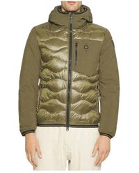 Blauer - Jassen ,Groen ,Polyester Gewatteerde Jas Met Capuchon - Lyst