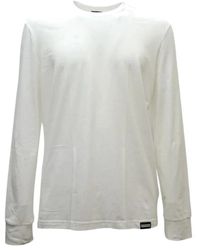 DSquared² - Weiße logo t-shirt mit langen ärmeln - Lyst