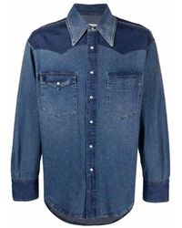 Maison Margiela - Camicia in denim di cotone blu per uomo - Lyst