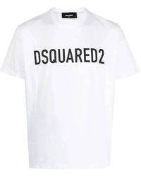 DSquared² - Slouch T-shirt Met Logoprint In Wit - Lyst