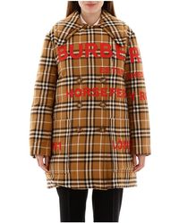 Burberry Tartan Puffer Jacket With Print - Bruin