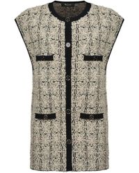 Mes Demoiselles - Jassen ,Wit ,Wol En Ecru Tweed Wol Gilet - Lyst
