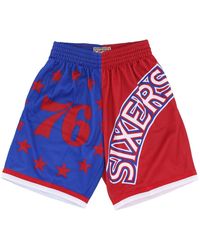 Mitchell & Ness - Fitness ,Blauw ,Polyester Nba Big Face Basketball Shorts - Lyst