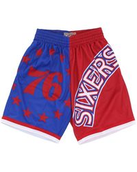 Mitchell & Ness - Fitness ,Blauw ,Polyester Nba Big Face Basketball Shorts - Lyst