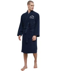 KARL LAGERFELD - Nachtkleding ,Blauw ,Katoen Logo Badjas - Lyst
