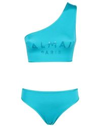 Balmain - Ein-Schulter-Bandeau-Bikini-Top Mit Logo - Lyst
