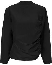 Envelope - Overhemden ,Zwart ,Zijden Statement Top Met Schoudervullingen - Lyst