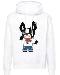 DSquared² - Hoodies & Sweatvesten ,Wit ,Katoen Cool Fit Logo Hoodie Zwart Katoen - Lyst