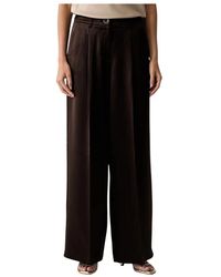 Guess - Broeken ,Bruin ,Polyester Flora Wide Leg Pant - Lyst