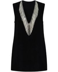 Sportmax - Sleeveless Geometric Top With Strass Fringe Embellishments - Lyst