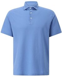 Fedeli - Tops ,Blauw ,Katoen Katoenen Poloshirt Klassieke Stijl - Lyst