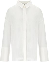 Max Mara - Overhemden ,Wit ,Katoen Witte Jersey Sedan Shirt Met Kimono Mouwen - Lyst