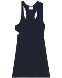 Courreges - Kleedjes ,Blauw ,Katoen 90's Ribbed Cotton Mini Jurk - Lyst