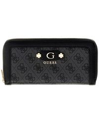 Guess - Accessoires ,Grijs ,Leer Lindsey Slg Large Zip Around - Lyst