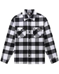 Dickies - Overhemden ,Zwart ,Katoen Zwarte Geruite Overhemd Met Lange Mouwen - Lyst