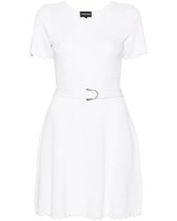 Emporio Armani - Weiße 3d-strick a-linie kleid - Lyst