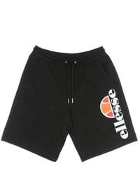 Ellesse - Korte Broeken ,Zwart ,Katoen Zwarte Verlengde Logo Shorts - Lyst