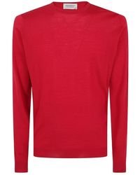 John Smedley - Truien & Vesten ,Rood ,Wol Lundy Ronde Hals Trui - Lyst