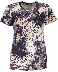 Roberto Cavalli - Tops ,Veelkleurig ,Gedrukt T-Shirt Met Korte Mouwen - Lyst