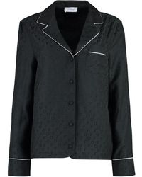 Off-White c/o Virgil Abloh - Nachtkleding ,Zwart ,Katoen Zijde Blend Jacquard Pyjama Shirt - Lyst