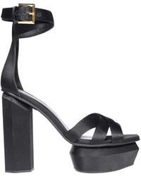 Balmain - Sandali neri in raso con cinturino alla caviglia regolabile - Lyst