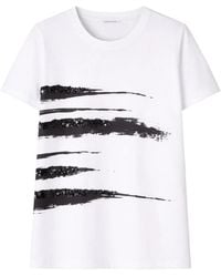 Max Mara - Tops ,Wit ,Katoen T-Shirt Met Print En Ronde Hals - Lyst