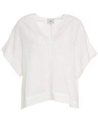 8pm - Weißes leinen v-ausschnitt t-shirt - Lyst