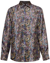 Etro - Overhemden ,Veelkleurig ,Zijden Overhemd Met Metallic Paisley Motief - Lyst