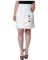 Dolce & Gabbana - White Floral Brocade Embellished Mini Skirt - Lyst