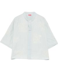 KENZO - Overhemden ,Blauw ,Katoen Cartoon Cropped Shirt - Lyst