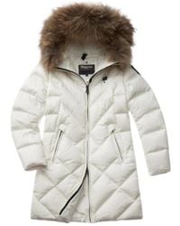 Blauer - Weiße steppjacke mit geometrischen linien - Lyst
