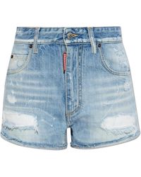 DSquared² - Korte Broeken ,Blauw ,Denim Trucker Denim Shorts - Lyst