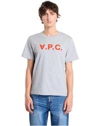 A.P.C. - Tops ,Grijs ,Katoen Standaard Grand Vpc Katoenen T-Shirt - Lyst