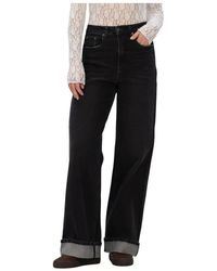Gestuz - Jeans ,Zwart ,Katoen Gzsara Hw Wide Jeans - Lyst
