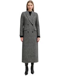 Twinset - Jassen ,Grijs ,Wol Visgraat Double-Breasted Jas - Lyst