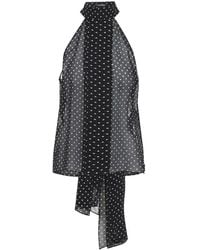 Tom Ford - Tops ,Zwart ,Polka Dot Silk Georgette Halterneck Lavallière Top Met Plissé Detail - Lyst