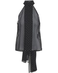 Tom Ford - Tops ,Zwart ,Polka Dot Silk Georgette Halterneck Lavallière Top Met Plissé Detail - Lyst