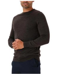 Profuomo - Truien & Vesten ,Bruin ,Wol Bruine Merino Crew Neck Pullover Sweater - Lyst