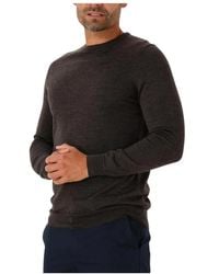 Profuomo - Truien & Vesten ,Bruin ,Wol Bruine Merino Crew Neck Pullover Sweater - Lyst