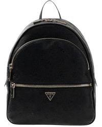 Guess - Tassen ,Zwart ,Leer Manhattan Ii Large Rugzak - Lyst